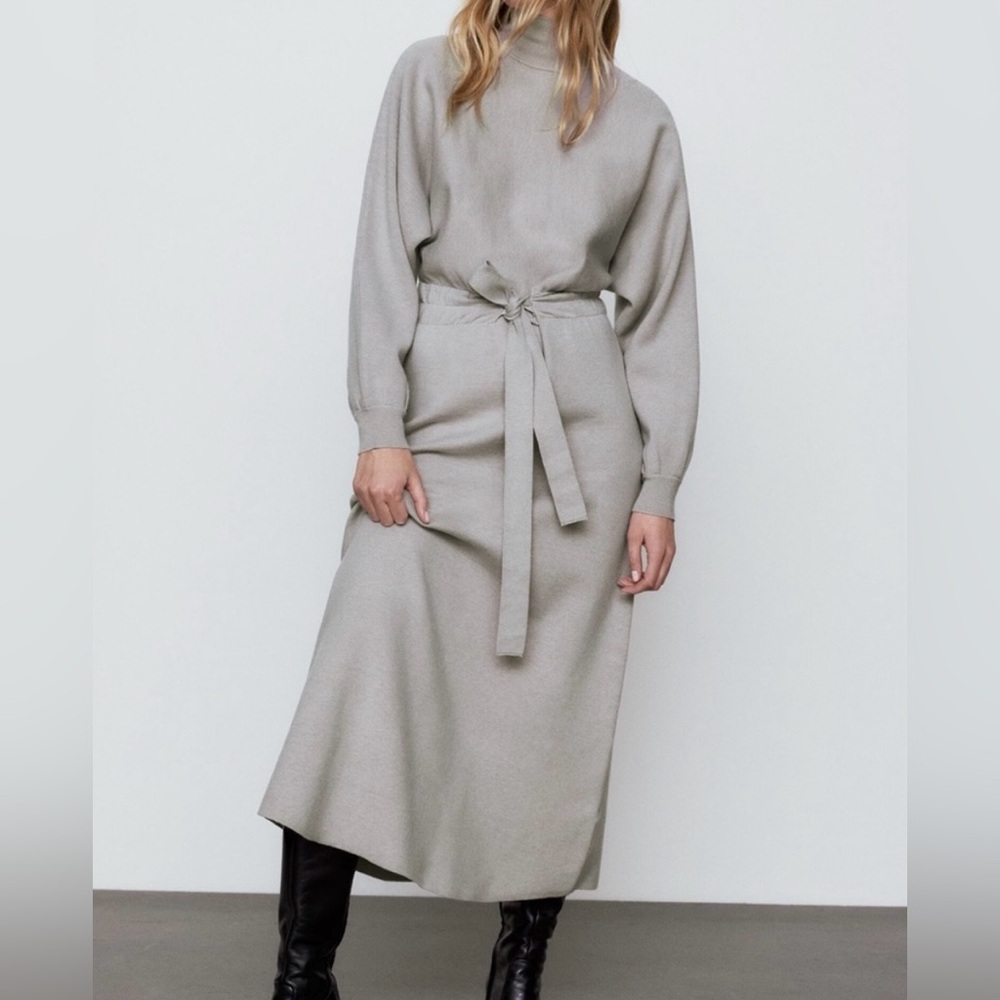 Zara NWT Gray Maxi Sweater Knit Dress